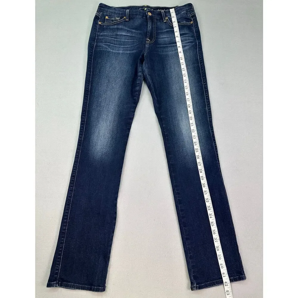 7 For All Mankind Karah Straight Leg Dark Wash Stretch Jeans Size 31 - Picture 9 of 11